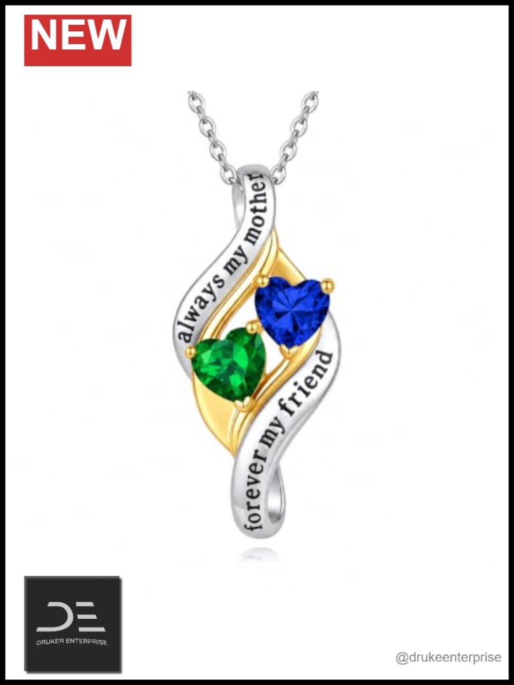 Mother Necklace w Adjustable 18-20" Chain Gold Plated Pendant